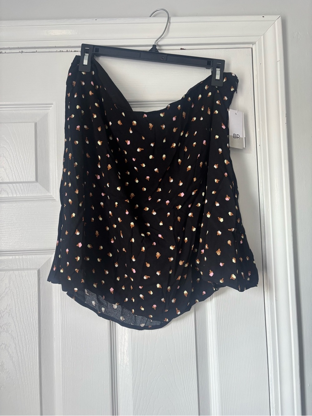 bp Black Skirt with Pink & Gold Dot Ditsy Print